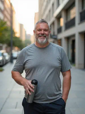 Man stretching after outdoor workout